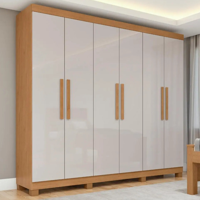 Guarda Roupa 6 Portas Easy Slim Amendoa e Off White