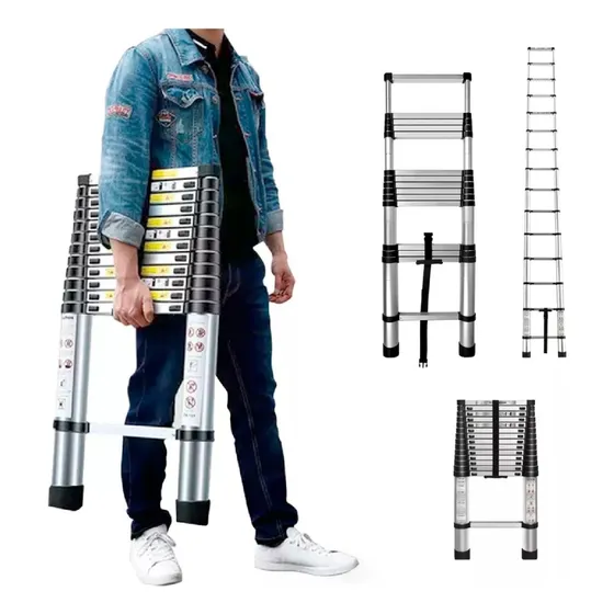 2m Escalera Telescópica Portátil Extensión Plegable Aluminio