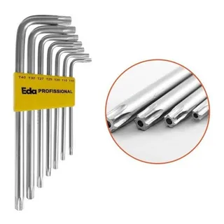 Jogo Chave Torx Aço Tipo L Com 07 Peças T10 A T40 Com Furo Jogo Chave Torx Aço Tipo L Com 07 Peças T10 A T40 Com Furo