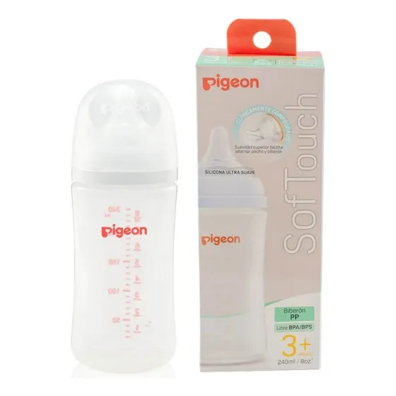 Biberón Softouch Pigeon Pp 240ml Color Blanco Anticólicos