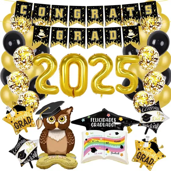 Kit Globos Graduación 2025 Decoración De Globos Metálicos Kit Globos Graduación 2025 Decoración De Globos Metálicos Color Colorido Set De Globos De Graduación Banna