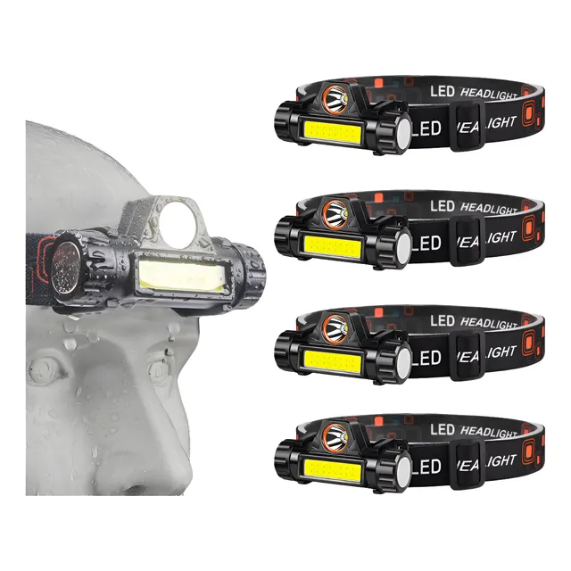 Pack X5 Linterna Frontal Recargable Foco Cabeza Linterna