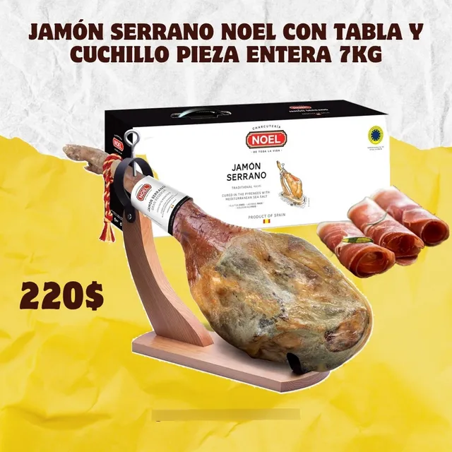 Jamón Serrano Noel Con Tabla Y Cuchillo Pieza 7kg