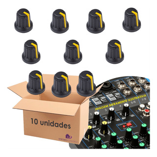 Kit 10 Knob Rotativo Pequeno Mesa Som Potenciometro Amarelo Kit 10 Knob Rotativo Pequeno Mesa Som Potenciometro Amarelo