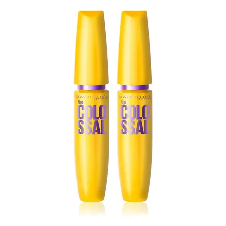 Maybelline NY The Colossal Volum' Express, Kit Máscaras de Cílios, Volume Colossal, Remoção Instantânea com Água, Fórmula com Colágeno, Cor Preto, 2 Unidades