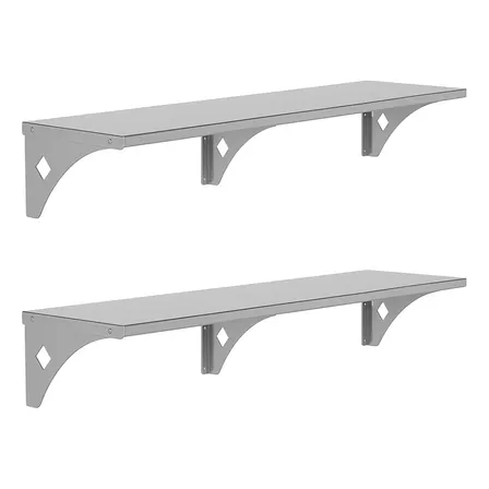 Kit 2 Prateleiras Aérea Aço Inox 30cmx80cm Para Casas Livros