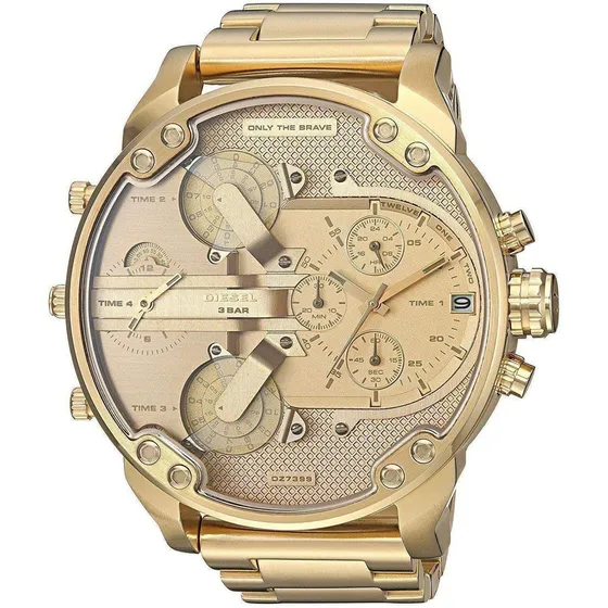 Reloj Diesel Hombre Mr Daddy Dz7399 Color Dorado De Acero Inoxidable