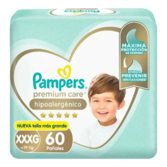 Pañales Pampers Premium Care Hipoalergénico Talla Xxxg 60 Un Género Sin género Tamaño Extra extra extra grande XXXG
