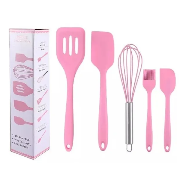 Kit En Silicona X 5 Unidades  Espátulas - Globo - Brocha