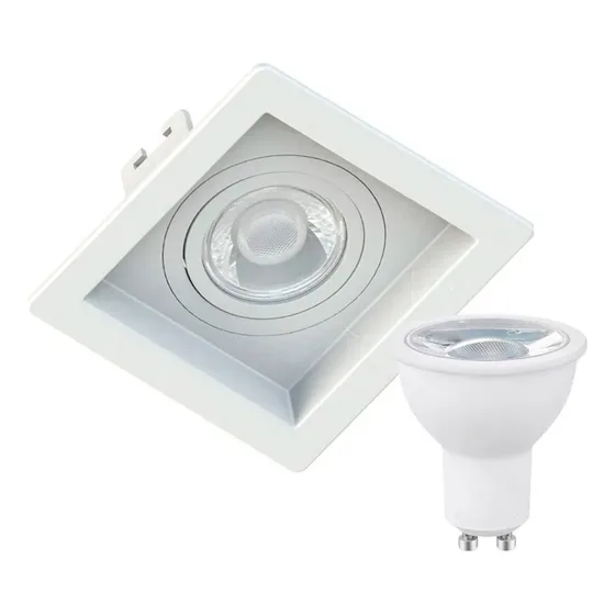 Kit 24 Spot De Embutir Mr16 Dicroica Quadrado Recuado + Led