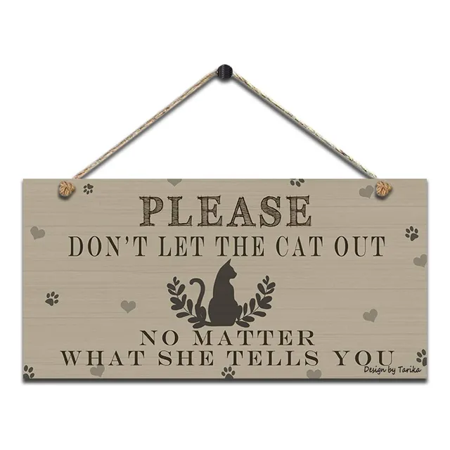 Placa Decorativa Madera Texto Ingl  Please Don't Let The Cat