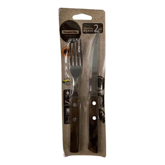 Cubiertos Tramontina Churrasco Polywood Blíster