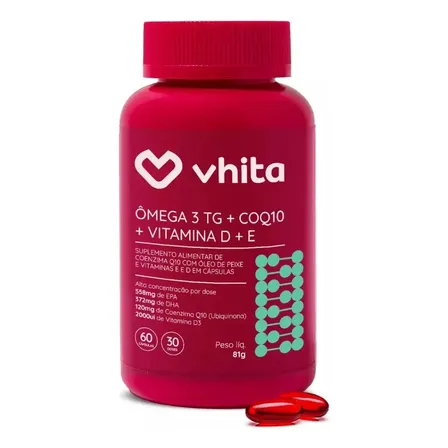 Ômega 3 Em 1 Com Coenzima Q10 E Vitamina D3 Vhita 60 Caps