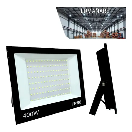 Refletor Led Holofote Grande 400w Luz Branco-frio 6500k Resistente A Chuva Econômico Fácil De Instalar Carcaça Preta Ip66 Jardim Fachada Quintal
