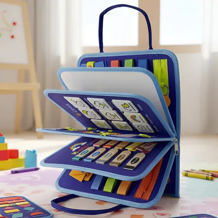 Maleta Educativa Montessori Sensorial Menino Menina Infantil Azul-escuro