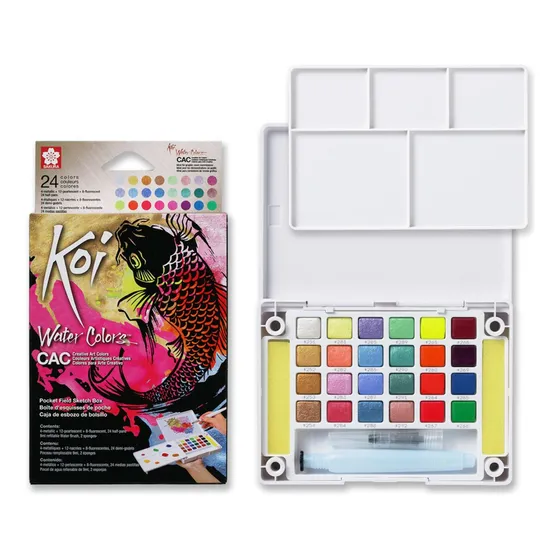 Acuarela En Pastillas Sakura Koi Set 24 Colores + Pincel Color Multicolor