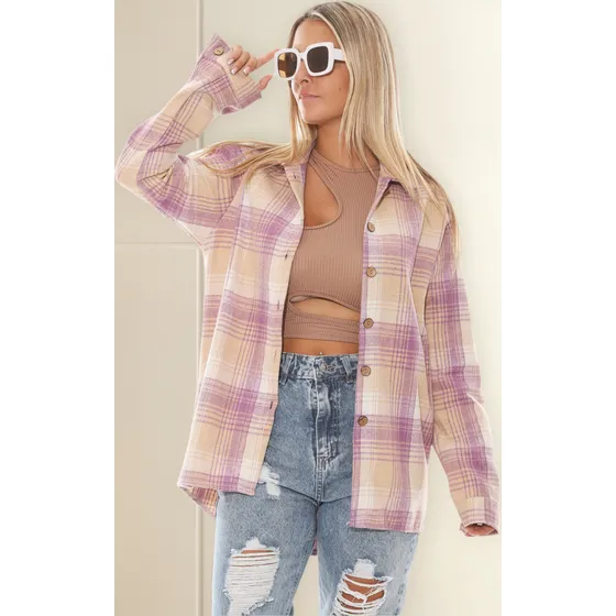 Camisaco A Cuadros De Paño Lara Mujer