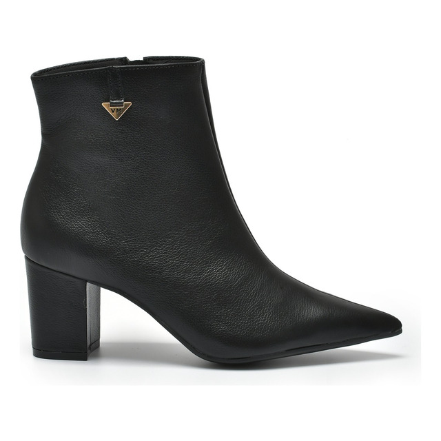 Bota Via Marte Couro Feminina Bico Fino Ultraconforto Casual