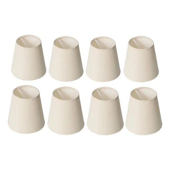 08 Mini Cupulas De Tecido Para Lustre Encaixe Na Lampada Cor Bege