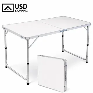 Mesa Dobrável Portátil Camping 120cm X 60cm Vira Maleta C/ Alça Reforçada Usd Branco