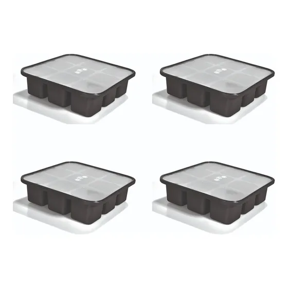 Set 4 Cubeteras De Silicona Con Tapa Hielos Grandes 60cm3