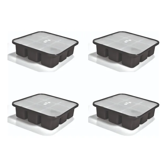 Set 4 Cubeteras De Silicona Con Tapa Hielos Grandes 60cm3