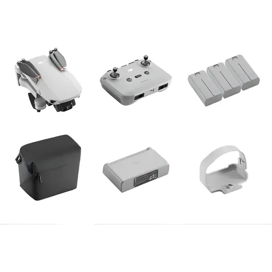 Dron Mini 4k de DJI con kit Fly More, color gris