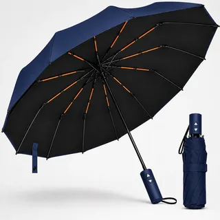 Guarda Chuva Abre E Fecha Automático Reforçado Contra Vento Proteção Uv Azul