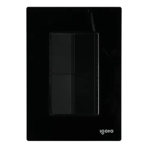 Placa Igoto Cristal Con 3 Apagadores Sencillos De 1 Módulo Color Negro Corriente nominal 15 A Voltaje nominal 125V