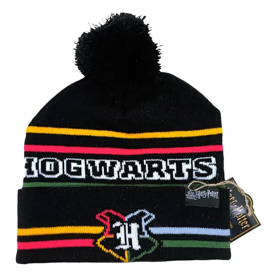 Gorro Pompon Hogwarts Harry Potter Licencia Oficial Negro Negro Unico
