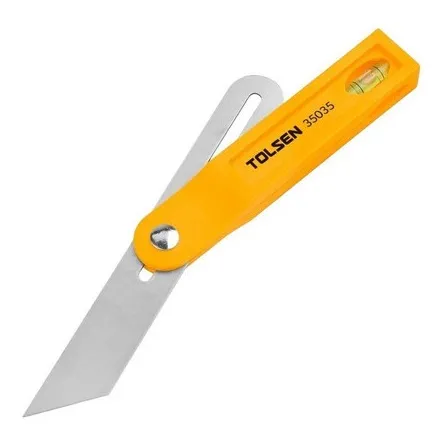 Regla De Acero Inoxidable Bisel Con Nivel  200 Mm/8  Tolsen