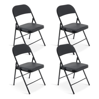 Sillas Plegables Negras De Acero Reforzadas Set De 4 Sillas Plegables Negras De Acero Reforzadas Set De 4