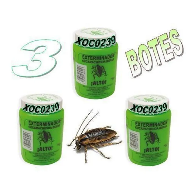 Insecticida Cucarachicida Exterminador,3 Botes, Bórax, Aa