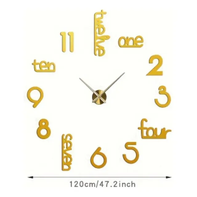 Reloj Pared 3d Espejo Decorativo Minimalista Moderno 120 Cm