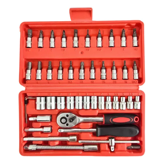 Caja Set Herramientas Juego Llave Tubo Crique Kit 46 Piezas