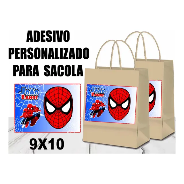 50 Adesivos Personalizados Para Sacolas Homem Aranha