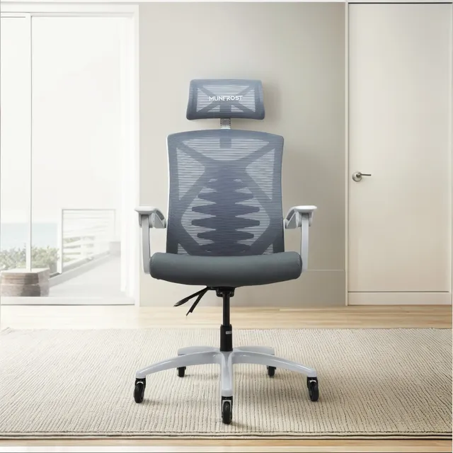 Silla Gamer Munfrost Nova Mesh Vertebral Arch Ruedas Silence Color Blanco Material del tapizado Malla Nylon