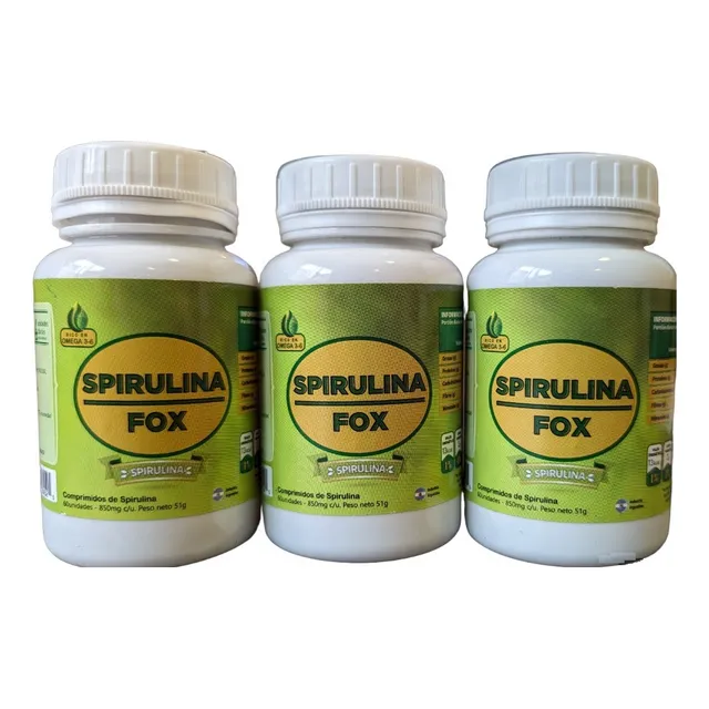 Spirulina 850 Mg Fox . Pack 3 X 60 Comprimidos. Suplemento.