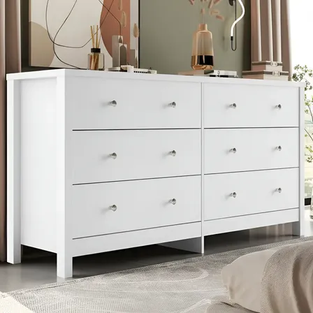 Cômoda Reforçada 6 Gavetas Grandes Multiuso Quarto Casal Branco