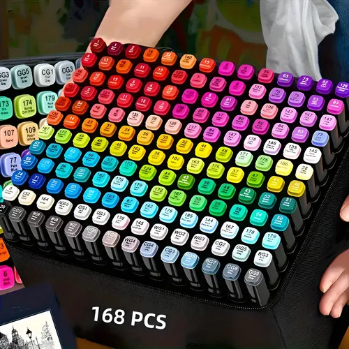 Conjunto Canetinhas Kit 262 Cores Coloridas Estojo Ponta Dupla