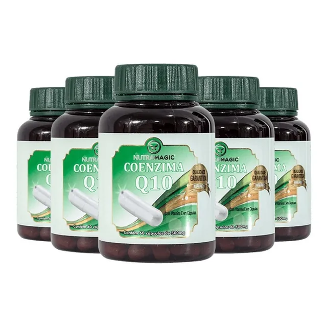 Combo 5 Coenzima Q10 Com 60 Capsulas De 500mg Nutramagic  