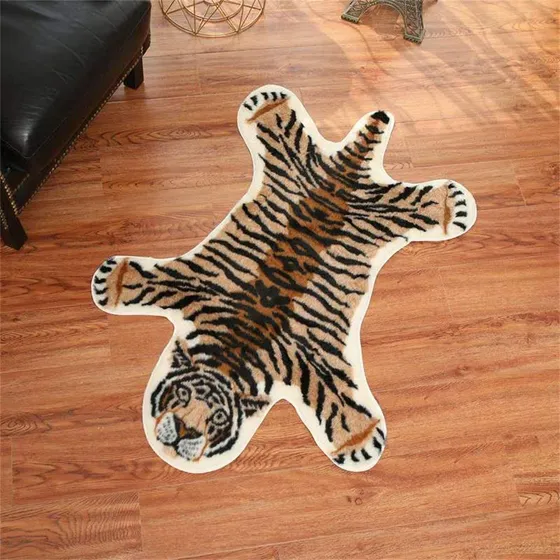 Alfombra Con Estampado De Tigre, 2.7 X 3.5 Pies, Piel De Vac