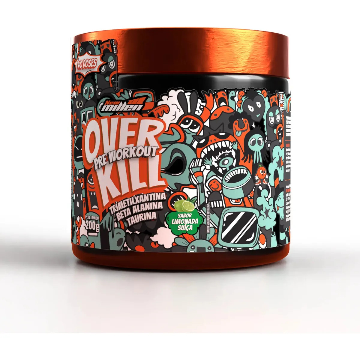 Suplemento Pré Treino Overkill 200g New Millen Sabor Limonad Limonada Suíça