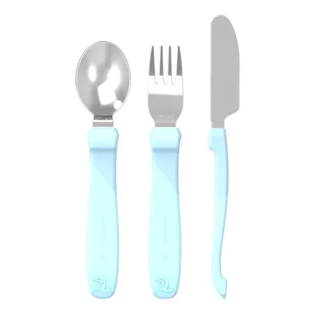 Twistshake Set De Cubiertos De Aprendizaje De Acero Inoxidab Color Celeste