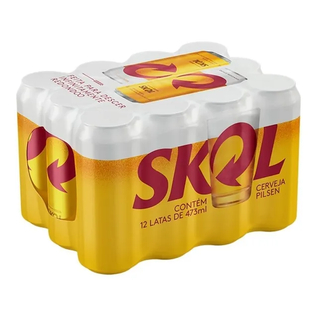 Cerveza Skol Pilsen Brasil 12 Latas de 473ml