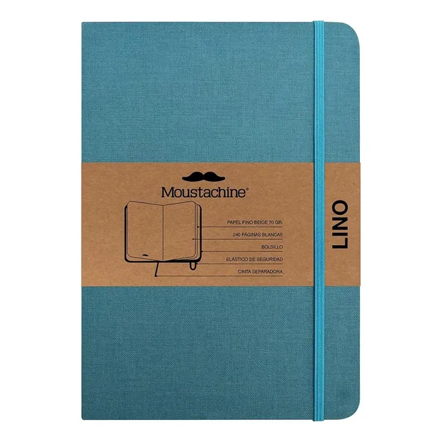 Moustachine Classic Linen Hardcover Ocean Water Blue Blank L