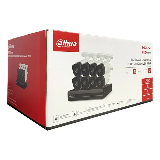 Kit Dahua 8 Camaras Bullet 2mp 2.8mm, Disco 1tb, Xvr 1080