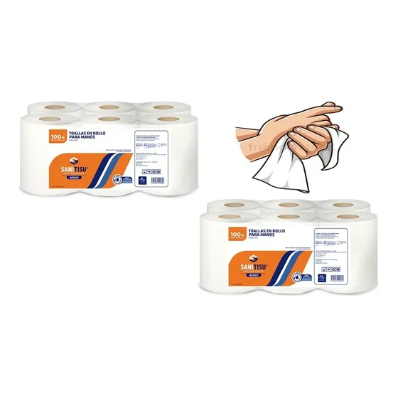 Toalla Papel De Manos Secante  Rollo 1x6x100mts  Rollos