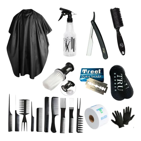 Kit Set Barberia Peluquería Capa Set Peines Cepillo Fade Tru