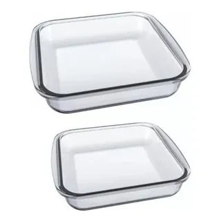 Conjunto Assadeiras Quadradas Marinex Vidro - Kit 2 Unidades Conjunto Assadeiras Quadradas Marinex Vidro - Kit 2 Unidades